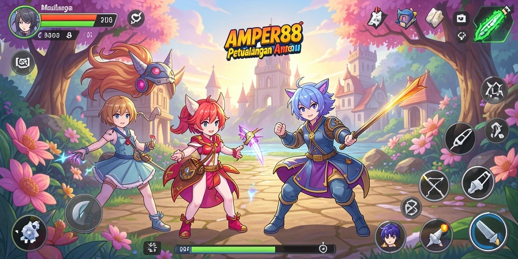 Gameplay seru dengan karakter Anime yang berwarna-warni.