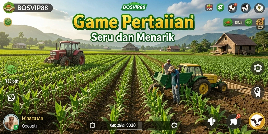 Screenshot menampilkan gameplay menarik di BOSVIP88 dengan ladang yang subur.