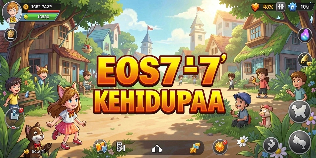 Screenshot gameplay utama EOS77 menampilkan interaksi karakter yang dinamis.