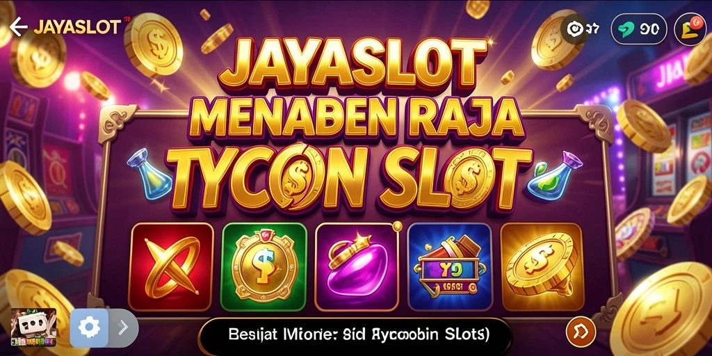 Screenshot utama JAYASLOT menampilkan desain kasino yang megah dan gameplay Tycoon yang menarik.